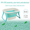 4-in-1 Folding Baby Bathtub Washing Set with Bath barrel, Washbasin and Safe Sucker Seat, Easy Storable Design, Green, for birth to 36 months