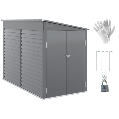 5' x 9' Outdoor Storage Shed, Lean to Shed, Metal Tool House with Floor Foundation, Lockable Doors & 2 Air Vents for Backyard, Patio, Lawn