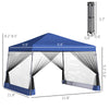 12' x 12' Pop Up Canopy, Foldable Canopy Tent with Carrying Bag, Mesh Sidewalls and Adjustable Height for Outdoor, Garden, Party, Blue