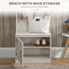 Rustic Hall Tree with Bench, Entryway Bench with Coat Rack & Shoe Storage, Accent Coat Tree with Storage Shelves for Hallway & Mudroom, White