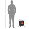 Free Standing Electric Fireplace, Fire Place Heater with Flame Effect, Adjustable Temperature & Overheat Protection, 750W/1500W, Black