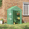 56" x 29" x 77" Walk-in Greenhouse, Garden Hot House with 4 Shelves, Roll-Up Door and Weatherized Cover, Green