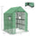 4.6' x 4.7' Portable Greenhouse, Water/UV Resistant Walk-In Hot House w/ 2 Tier U-Shape Flower Rack, Roll Up Door, Windows, Green