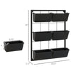 3-Tier Wall Planter Hanging with 6 Pots, Wall Mounted Planter Holder with Water Drainages for Flowers, Vegetable, Black