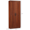 63" 2-Door Kitchen Pantry, Freestanding Storage Cabinet with 5-Tier Shelving and 2 Adjustable Shelves for Dining Room, Brown