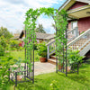 6.7' Metal Garden Arch with Gate and Planter Boxes, Various Climbing Plant  Arbor, Party Decoration for Outdoor Lawn, Wedding