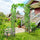 6.7' Metal Garden Arch with Gate and Planter Boxes, Various Climbing Plant  Arbor, Party Decoration for Outdoor Lawn, Wedding