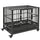 36" Heavy Duty Dog Cage Dog Crate, Metal Dog Cage Kennel with Lockable Wheels, Double Door and Removable Tray, Gray
