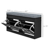 Modern Shoe Storage Bench, Entry Way Bench with Cushion, 2 Drawers, Storage Ottoman Bench, Holds 8 Pairs, Black