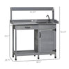 Potting Bench Table with Faucet, Sink, Hooks and Storage Cabinet, Outdoor Prep Table Gardening Bench for Greenhouse, Garden, Patio