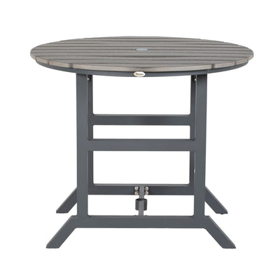 Aluminum Frame Round Patio Table with Umbrella Hole, Outdoor Dining Table for 4 People, Dark Gray