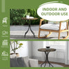 26" Round Patio Table, Outdoor Side Table with Steel Frame and Slat Tabletop for Garden, Backyard, Distressed Brown