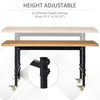 59" Wood Work Bench with Height Adjustable Legs, Workstation Tool Table on Wheels for Garage, Weight Capacity 1320 Lbs, Black