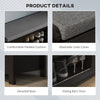 Modern Shoe Storage Bench, Entry Way Bench with Cushion, 2 Sliding Doors, Storage Ottoman Bench, Holds 10 Pairs, Black