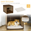 Wood Dog Crate End Table, Dog Crate Funiture with Soft Cushion, Side Holes, Removable Door Panel, Safety Lock, Brown