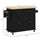 Kitchen Island on Wheels, Rolling Cart with Rubberwood Top, Spice Rack, Towel Rack and Drawers for Dining Room, Black
