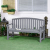 56" Wood Garden Bench Chair, 2-Seat Outdoor Bench Porch Loveseat with Backrest & Arm Rests for Patio, Porch, Poolside, Balcony, Gray