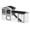 Wooden Rabbit Hutch with Run, Tray, Ramp for 1-3 Rabbits, Guinea Pigs, White