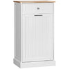 Kitchen Tilt Out Trash Cabinet, Trash Can Holder with Storage, Kitchen Wooden Recycling Cabinet with Drawer, White/Oak