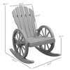 Wooden Rocking Chair, Adirondack Rocker Chair w/ Slatted Design and Oversized Back, for Porch, and Garden, Gray