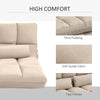 Convertible Floor Sofa Bed, Folding Sofa Bed Upholstered Couch Bed, Adjustable Guest Chaise Lounge with Metal Frame and 2 Pillows, Beige