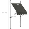 5' x 4' Manual Retractable Awning, Non-Screw Freestanding Patio Awning, UV Resistant, for Window or Door, Dark Gray
