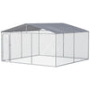 Outdoor Dog Kennel Galvanized Steel Fence with Cover Secure Lock Mesh Sidewalls for Backyard 13' x 13' x 7.5'