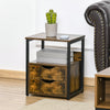 Industrial Side Table, Night Stand with 2 Storage Drawers Accent Piece for Living Room, Bedroom, Brown
