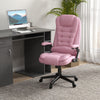 6 Point Vibrating Heated Massage Office Chair, Linen High Back Office Desk Chair, Reclining Backrest, Padded Armrests & Remote, Pink