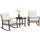 3 Pieces Bistro Set, Patio Wicker Furniture Set with Rattan Rocking Chairs and Coffee Table for Garden, Balcony, White