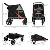 Foldable Doggy Stroller for Medium Large Dogs, Pet Stroller with Storage, Smooth Ride with Shock Absorption, Mesh Window & Safety Leash, Black