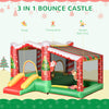 3-in-1 Kids Inflatable Bounce House Christmas Jumping Castle with Christmas Tree Pattern, Includes Trampoline, Pool, Slide, and Air Blower