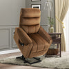 Electric Power Lift Recliner, Velvet Touch Upholstered Vibration Massage Chair with Remote Controls & Side Storage Pocket, Brown