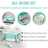 4-in-1 Folding Baby Bathtub Washing Set with Bath barrel, Washbasin and Safe Sucker Seat, Easy Storable Design, Green, for birth to 36 months