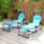 2 Folding Chaise Lounge Pool Chairs, Outdoor Sun Tanning Chairs w/ Sunroof, Headrests, 4-Position Reclining Back, Blue