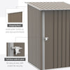 Outdoor 3.3' x 3.4' Lean-to Garden Storage Shed, Galvanized Steel Tool House with Lockable Door for Patio, Brown