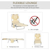 Folding Outdoor Chaise Lounge Sun Tanning Chair with Face Cavity, Pillow, 5-level Adjustable for Beach Pool, Beige