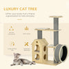 Cat Tree for Indoor Cats with Scratching Posts, Double-Layer House, 32" x 16" x 53", Natural