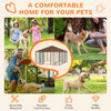 6.9' x 6.9' x 5' Outdoor Dog Kennel with Canopy Garden Playpen Fence Crate Enclosure Cage Rotating Bowl, Coffee