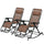 Outdoor Foldable Rocking Chair Sets, Reclining Zero Gravity Lounge Rocker w/ Pillow, Cup & Phone Holder, Brown