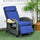 Outdoor Recliner Chair with Adjustable Backrest, Cushion, Side Tray, Dark Blue