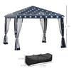 10' x 10' Outdoor Pop-Up Canopy with Sidewalls, Mesh Walls, Instant Setup for Party, Events, Patio, Lawn, American Flag