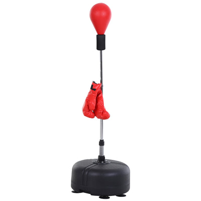 Punching Bag Free Standing w/ Boxing Gloves Height Adjustable Boxing Ball Set  Great For Training, Exercise, Fitness & Stress Relief - Red