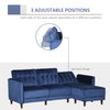 Upholstered Sofa bed Reversible Sectional Sofa Set Velvet-Touch Sleeper Futon with Footstool, Blue