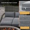 Wicker Adirondack Chair for 2 w/ Cushions & Footrests, PE Rattan Chair, Patio Chair for Porch, Backyard w/ High-back & Armrests, Light Gray