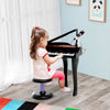 37 Key Kids Miniature Black Grand Digital Piano with Microphone, Stool and 22 Songs