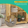 Outdoor Storage Cabinet Garden Shed with Waterproof Galvanized Metal Roof and Lockable Door, Natural