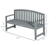 56" Wood Garden Bench Chair, 2-Seat Outdoor Bench Porch Loveseat with Backrest & Arm Rests for Patio, Porch, Poolside, Balcony, Gray