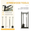 Firewood Rack with Fireplace Tools, Indoor Outdoor Firewood Holder, 30.25" Build with 2-Tiers, Includes Poker, Tongs, Broom, Shovel, Black