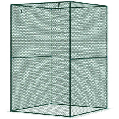 Walk-in Crop Cage, Plant Protectors from Animals with Roll Up Zippered Door, 3.9' x 3.9' x 5.9', Dark Green